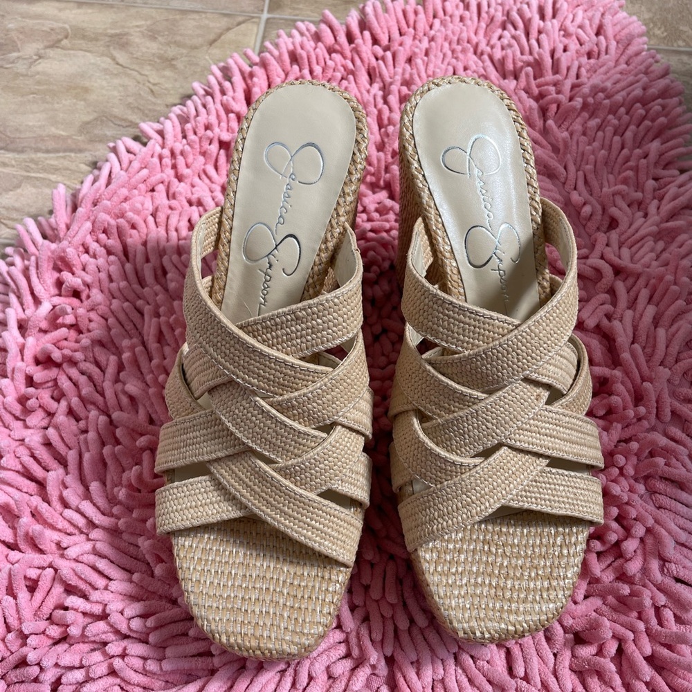 Jessica Simpson Raffia Wedges- size 7 worn once